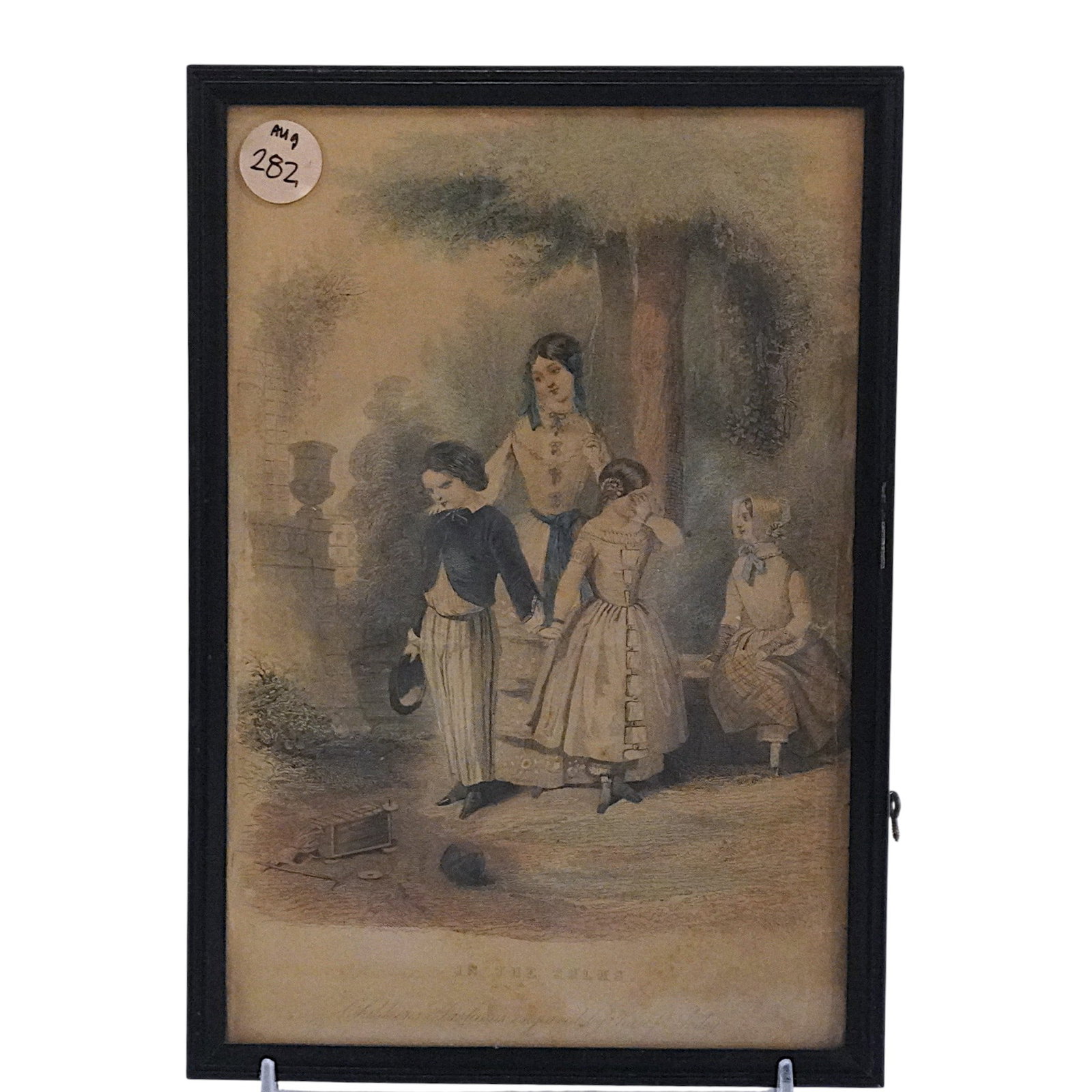 ANTIQUE GODEY "IN THE SULKS" CHILDRENS FASHION PRINT (1 of 4)