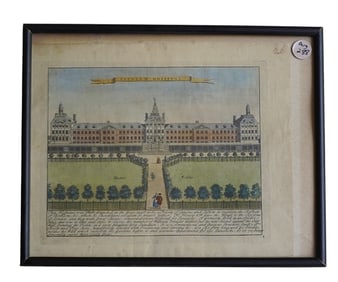 18th c ENGRAVING BETHLEM ROYAL HOSPITAL LONDON