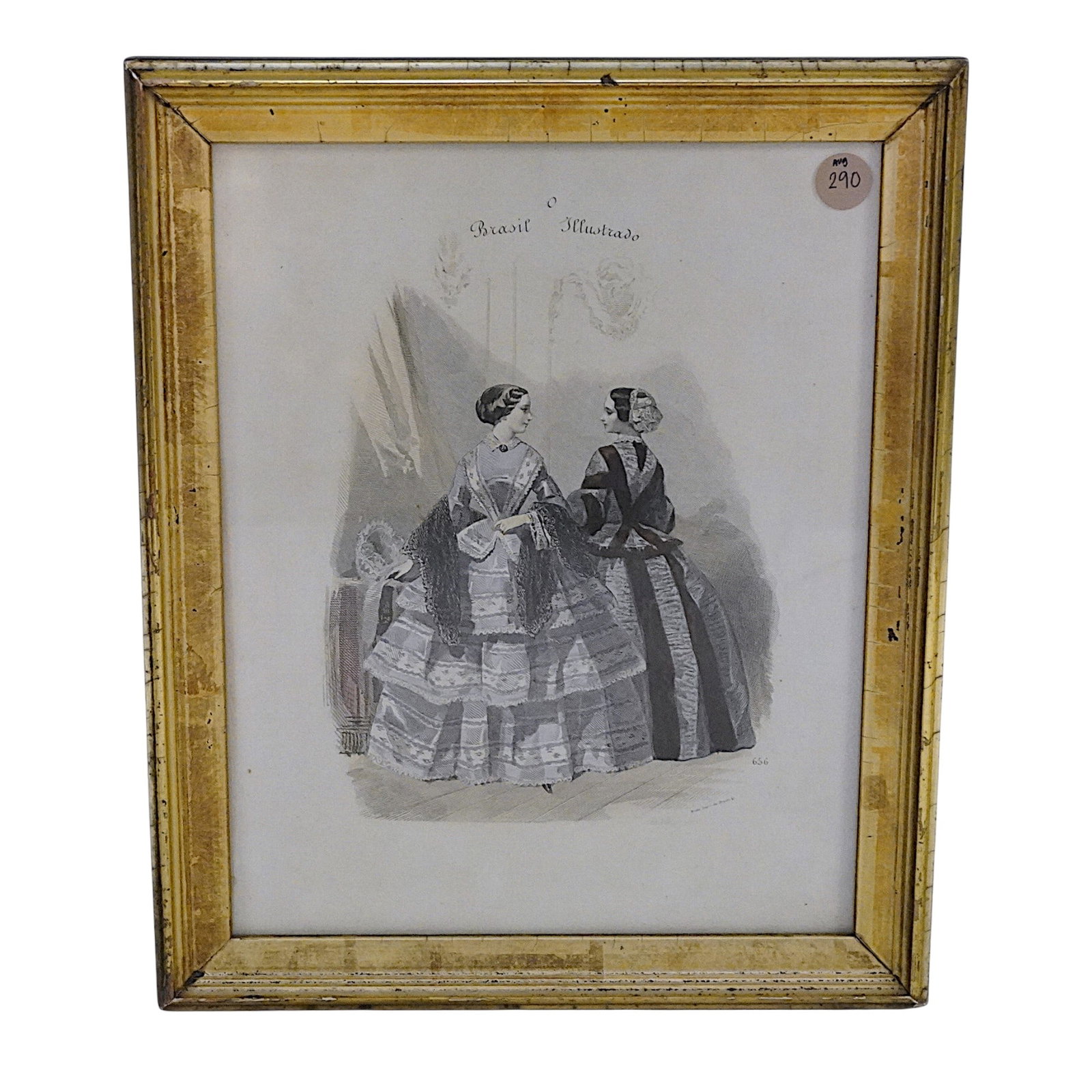 FRAMED ANTIQUE LADIES FASHION PLATE: Framed Antique Ladies Fashion Plate. Measures approx. 11" x 14" x 1" and weighs 1 lb 12 oz. **In house shipping available on this lot** Provenance: A Washington DC Private Estate **In house shipping a