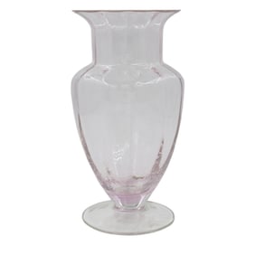 LARGE VINTAGE PINK OPTIC TIFFIN VASE