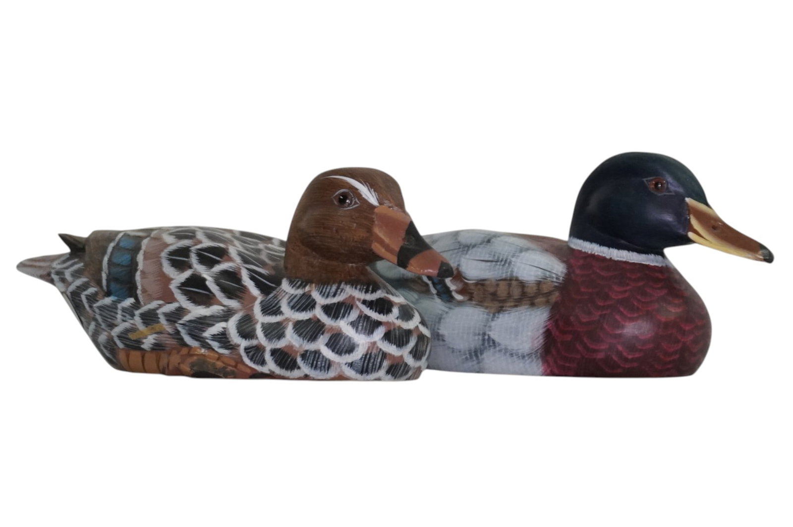 PAIR VINTAGE HAND PAINTED MALLARD DUCKS w GLASS EYES (1 of 5)