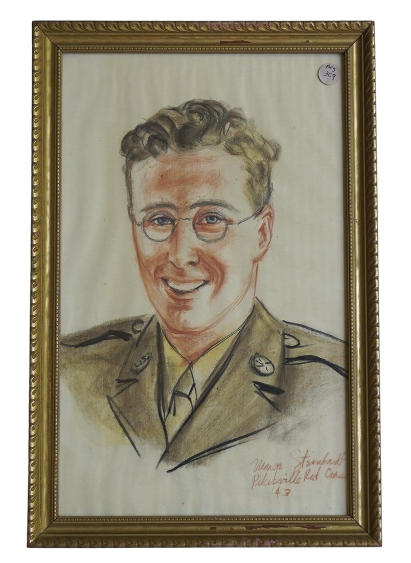 1943 WWII PASTEL PORTRAIT ARMY SOLDIER (1 of 4)