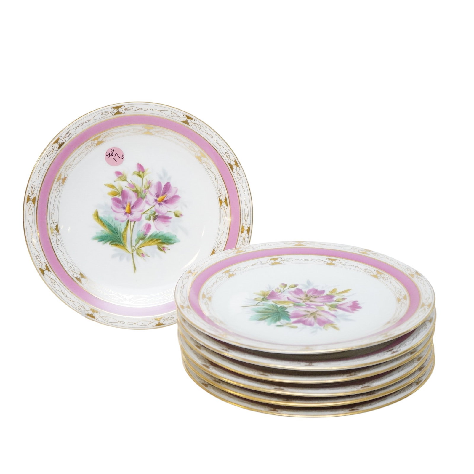 7 ANTIQUE HAND PAINTED FLORAL PLATES (1 of 3)