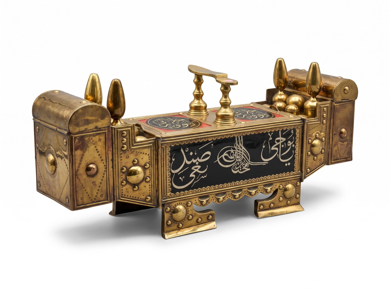 TURKISH OTTOMAN BRASS & WOOD SHOE SHINE VALET (1 of 8)