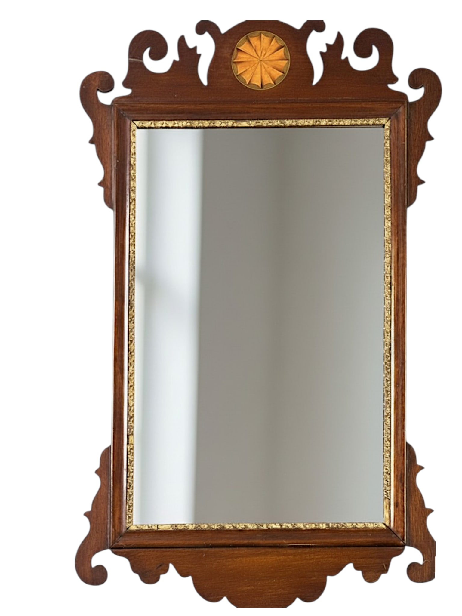 VINTAGE CHIPPENDALE STYLE MIRROR WITH FRUITWOOD PATERA (1 of 2)