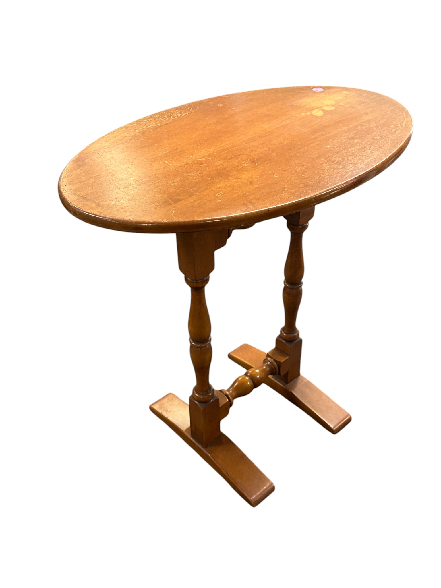 VINTAGE OVAL SOLID MAPLE SIDE TABLE - 2