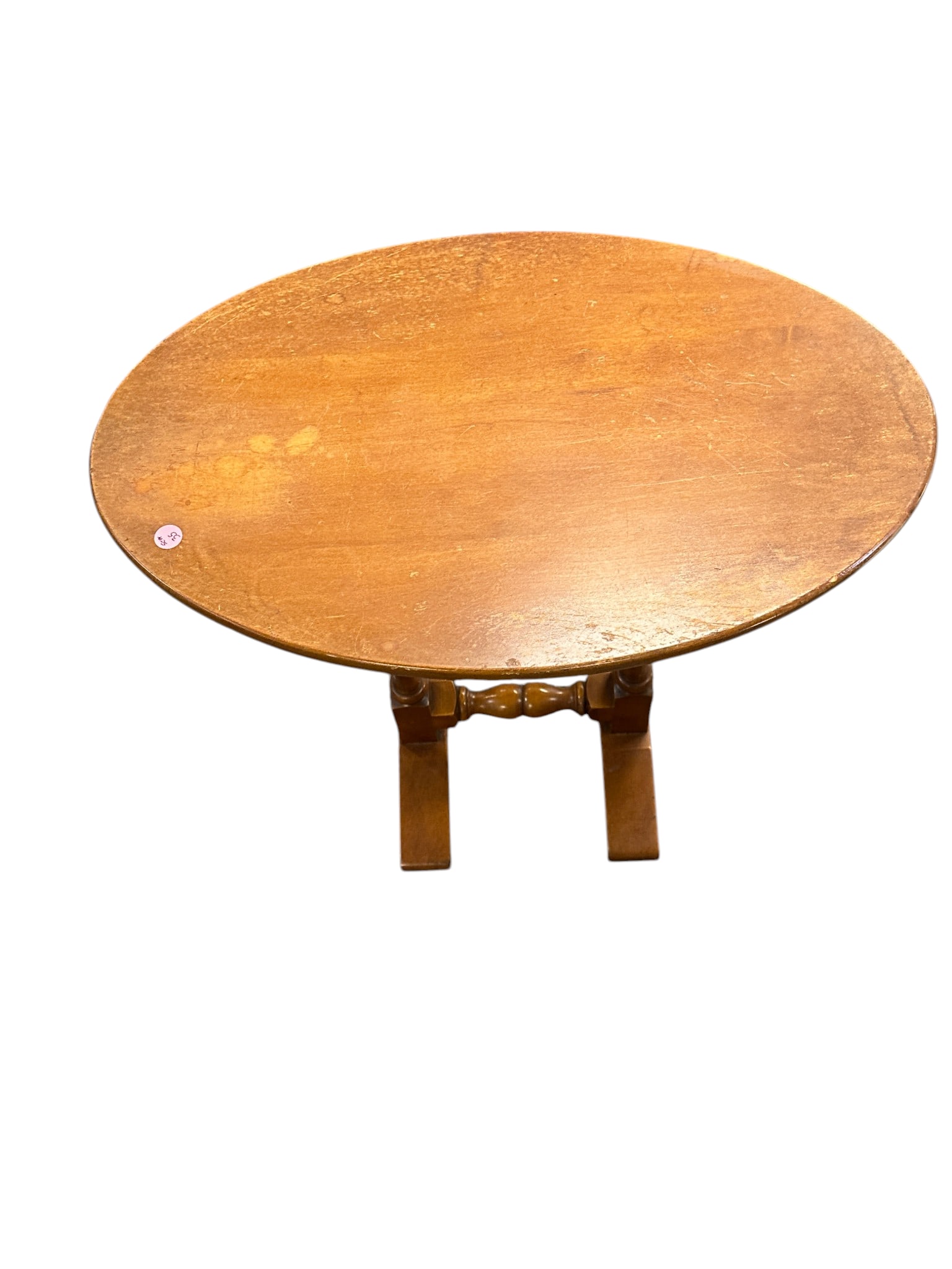 VINTAGE OVAL SOLID MAPLE SIDE TABLE - 3