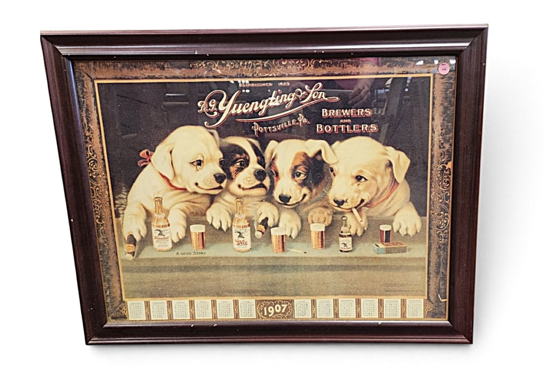 LARGE RETRO YUENGLING & SON PUPPIES 1907 A GOOD STORY (1 of 3)