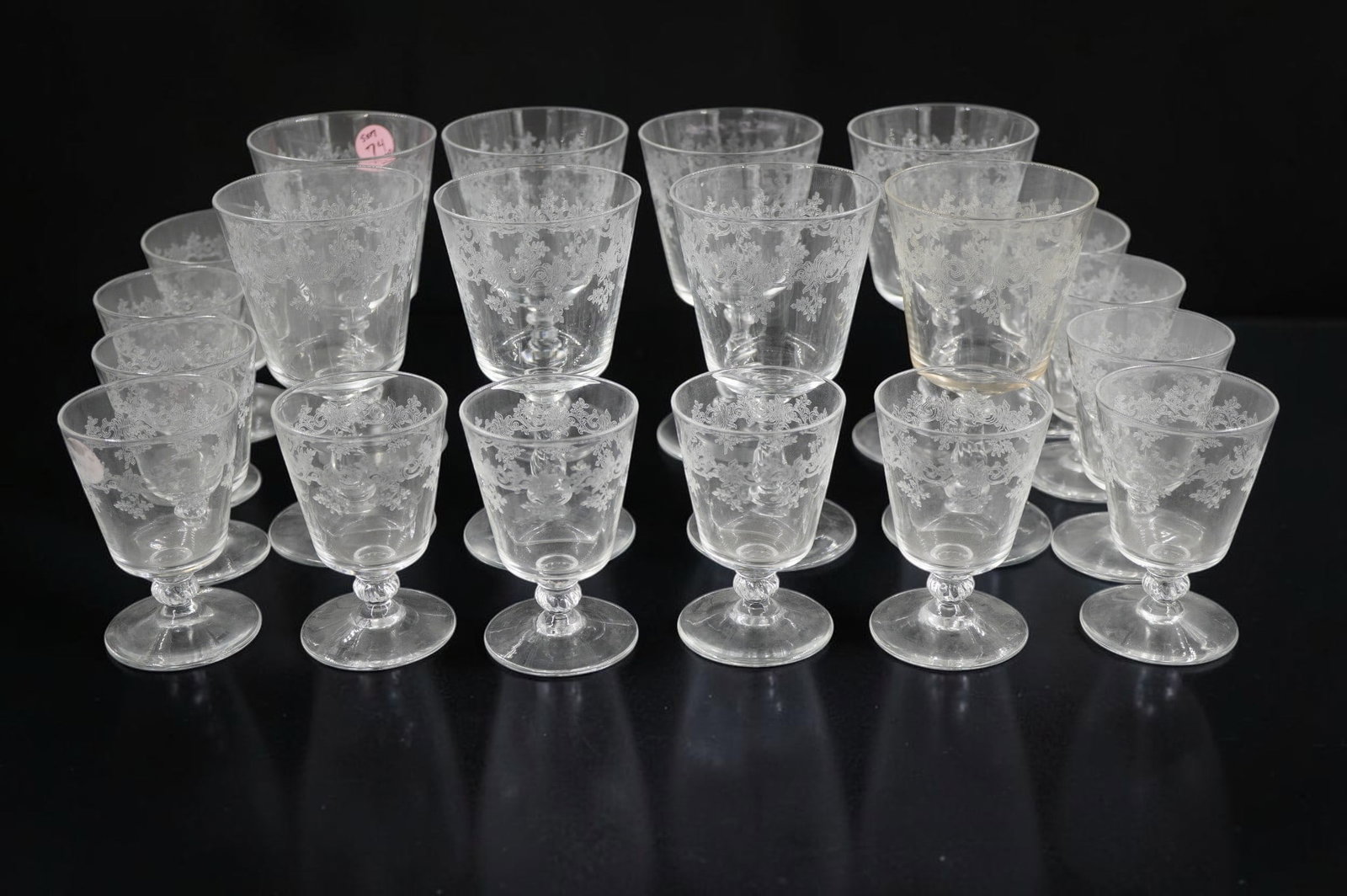 20 PC VINTAGE BRYCE ETCHED GLASS STEMWARE (1 of 3)