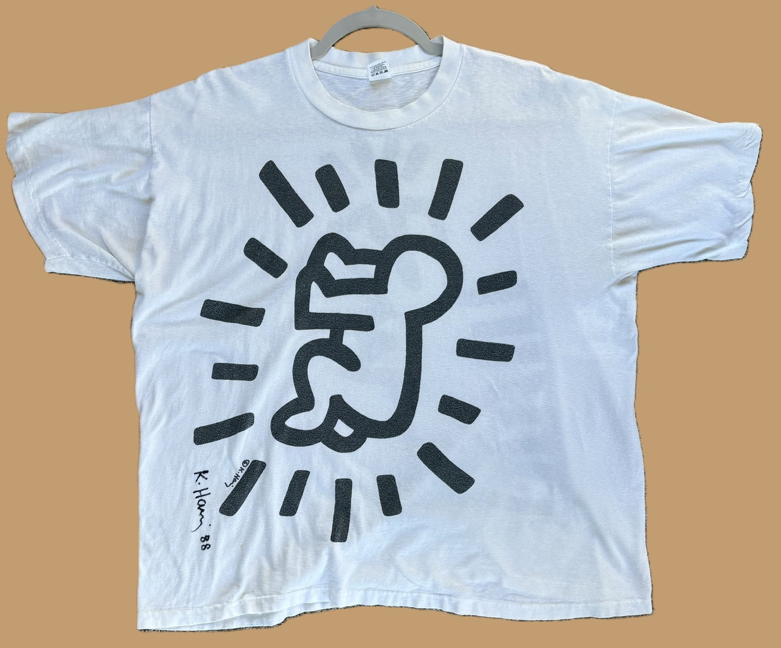 KEITH HARING MARKER SIGNED TEE SHIRT 1988 BARKING DOG (1 of 2)