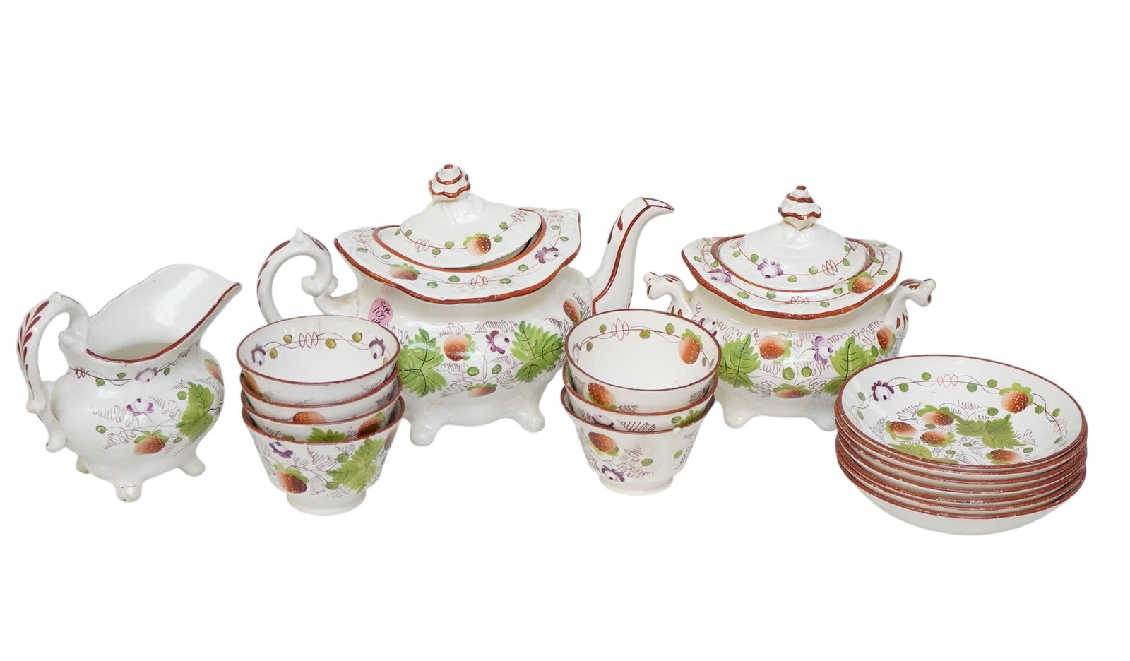 EARLY 19TH C STAFFORDSHIRE PEARLWARE TEA SET 17PC (1 of 4)