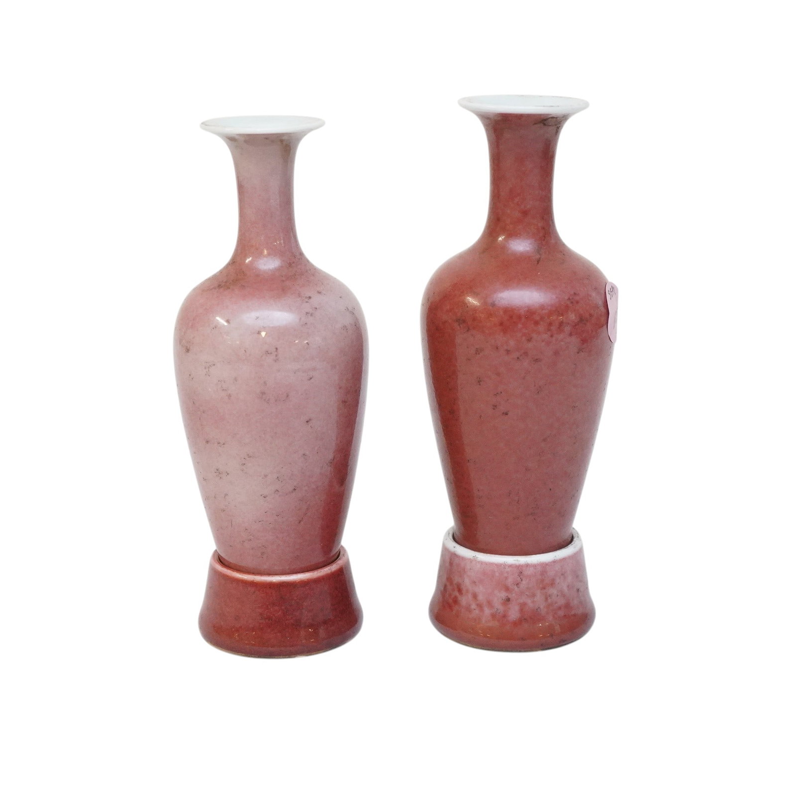 PAIR CHINESE PEACHBLOOM LIUYEPING WILLOW LEAF VASES (1 of 3)