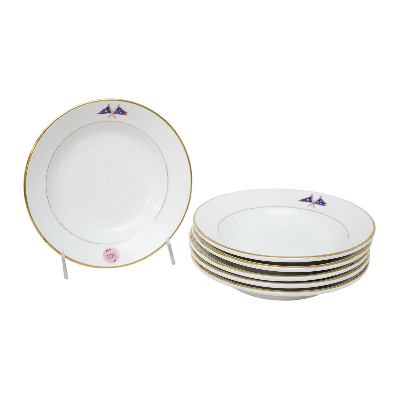 6 RARE ANTIQUE NEW YORK YACHT CLUB BURGEE LIMOGES CONSOMME BOWLS (1 of 3)