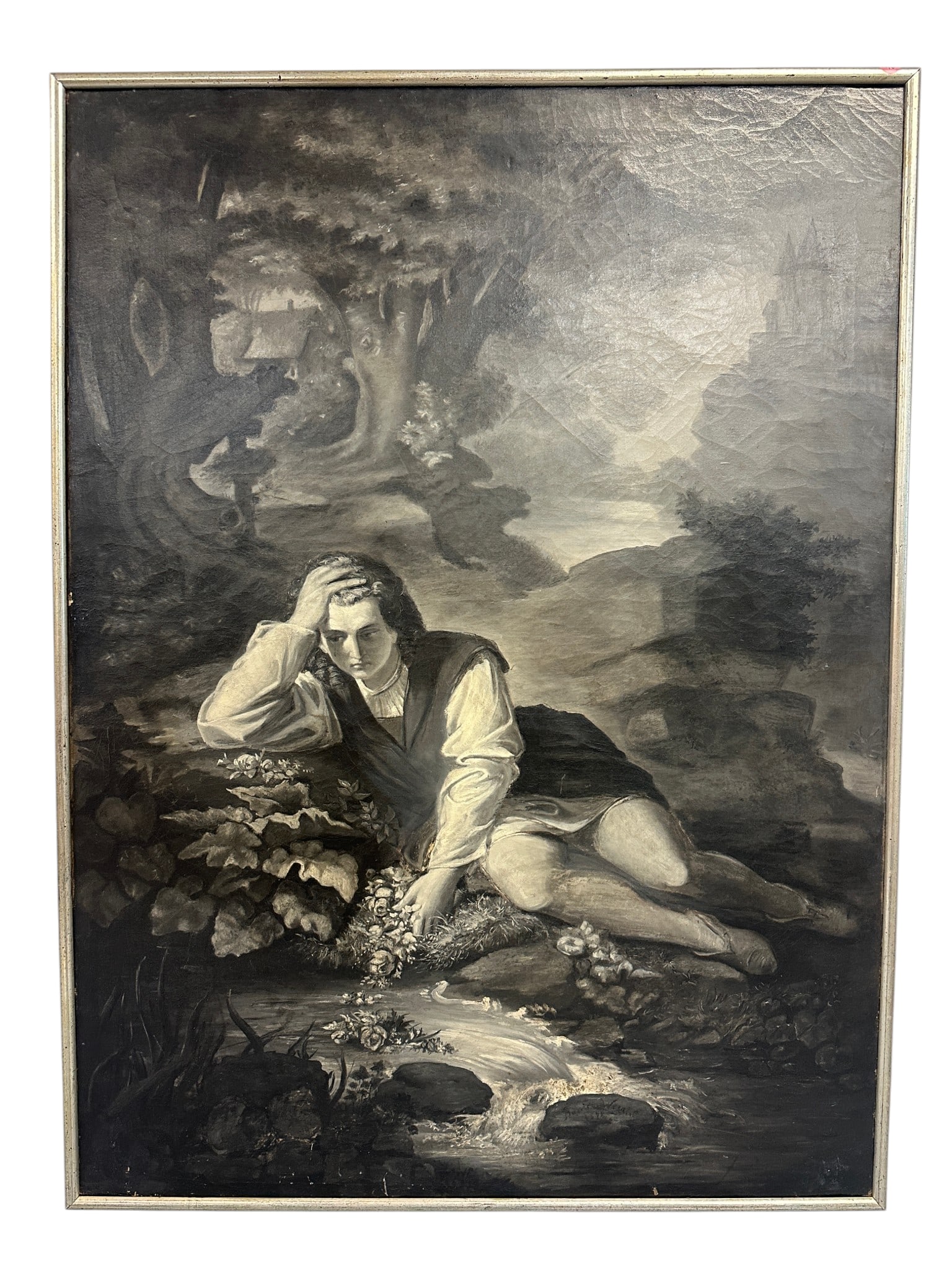 ANTIQUE LARGE GRISALLE OIL PAINTING AFTER ANDREAS MULLER (1 of 4)