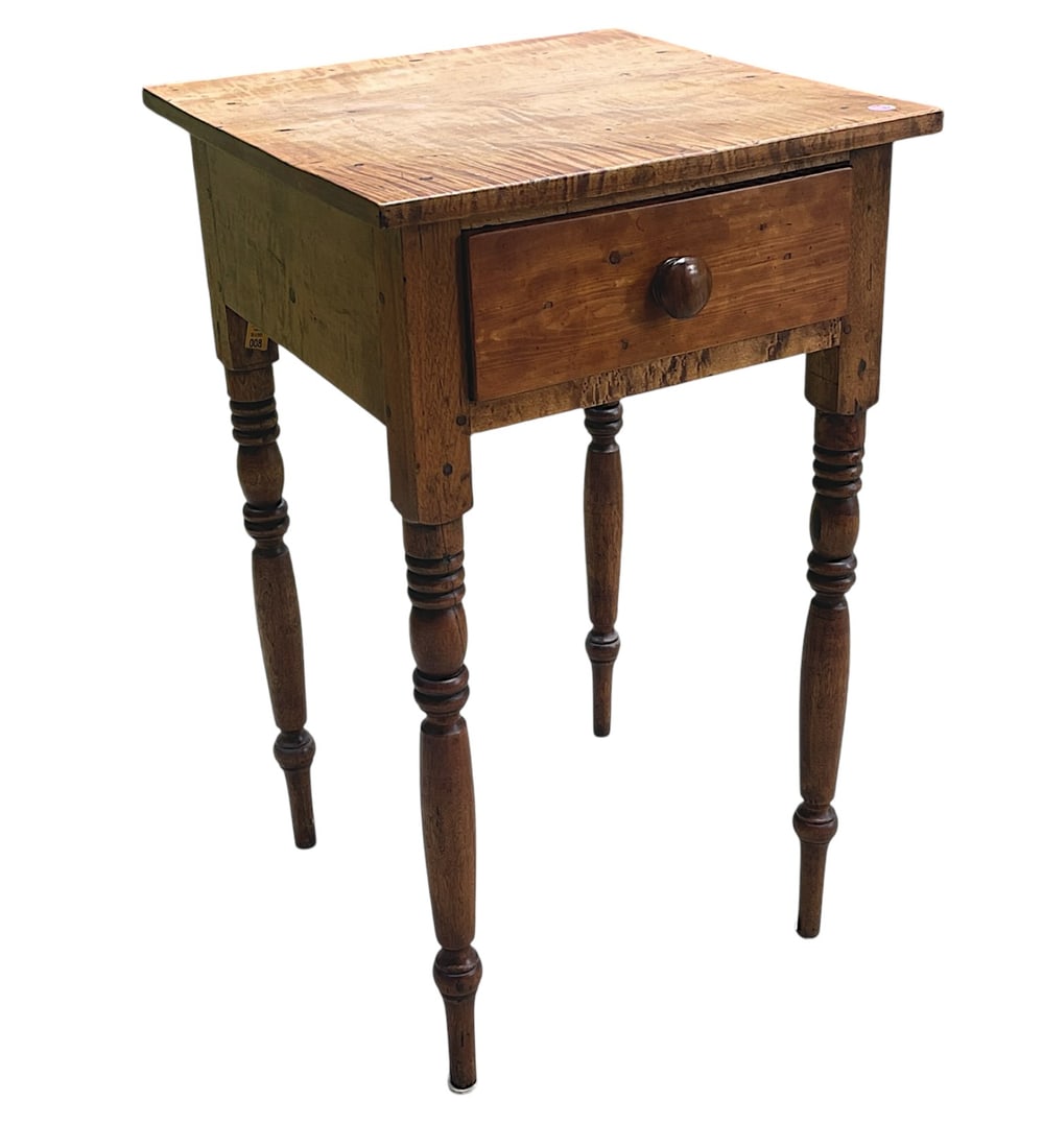 19TH C ANTIQUE TIGER MAPLE ONE DRAWER WORK TABLE (1 of 5)