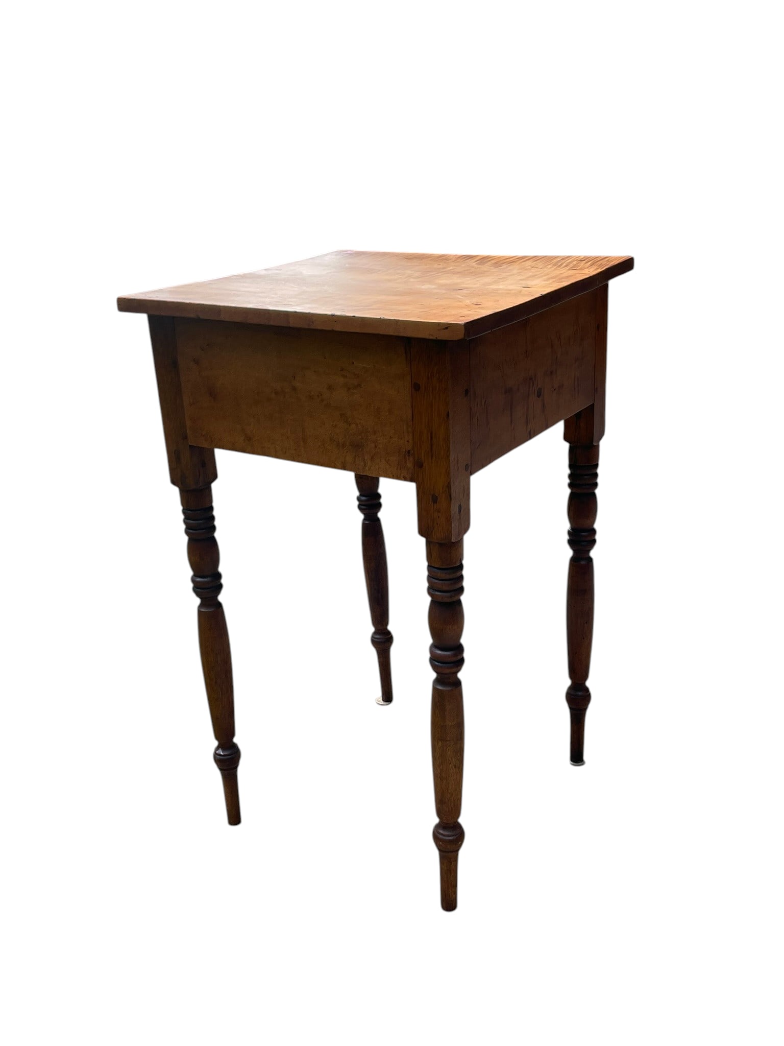 19TH C ANTIQUE TIGER MAPLE ONE DRAWER WORK TABLE - 4