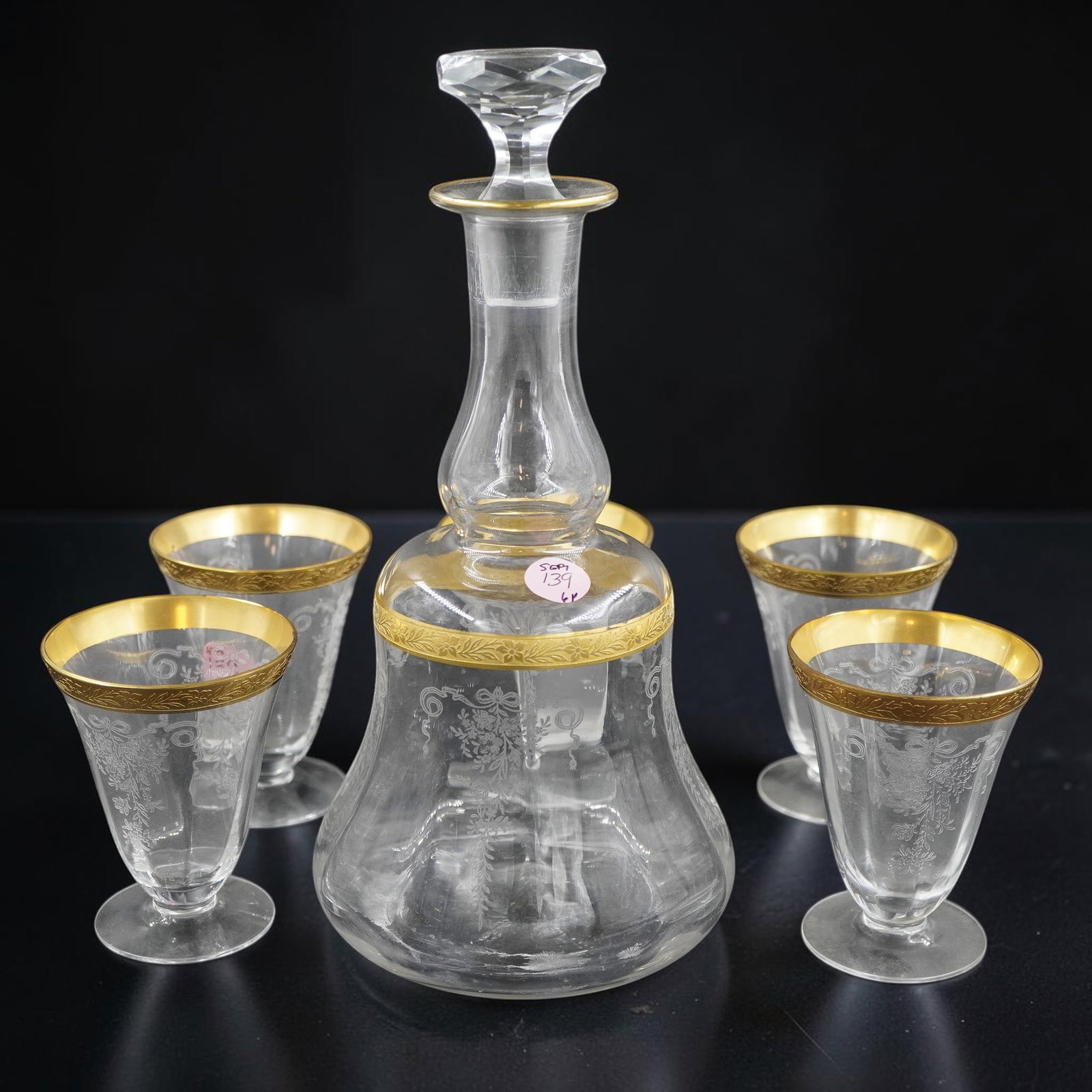 6 PC TIFFEN-FRANCISCAN MELROSE DECANTER TUMBLERS (1 of 4)