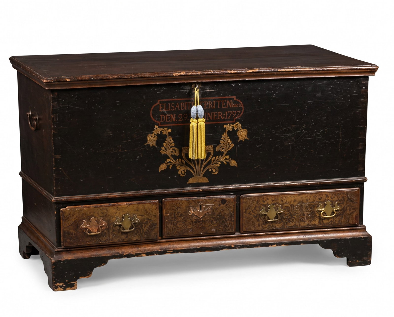 ANTIQUE PAINT-DECORATED WEDDING CHEST 1797 (1 of 6)