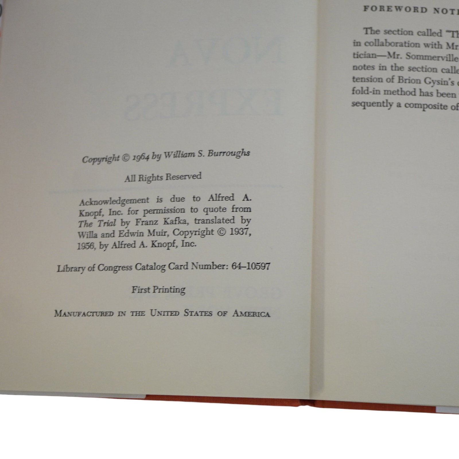 SIGNED WILLIAM BURROUGHS NOVA EXPRESS FIRST EDITION - 4