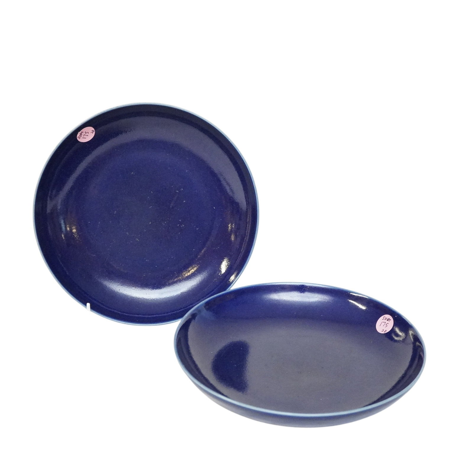 PAIR CHINESE SACRIFICIAL BLUE GLAZED PLATES YONGZHENG: A pair of Chinese sacrificial blue-glazed plates. Underglaze Blue Six-Character Yongzheng Mark within Double Rings. Each 9"x9"x1 3/4". Weight 2 lbs 10 oz **In house shipping available on this lot**