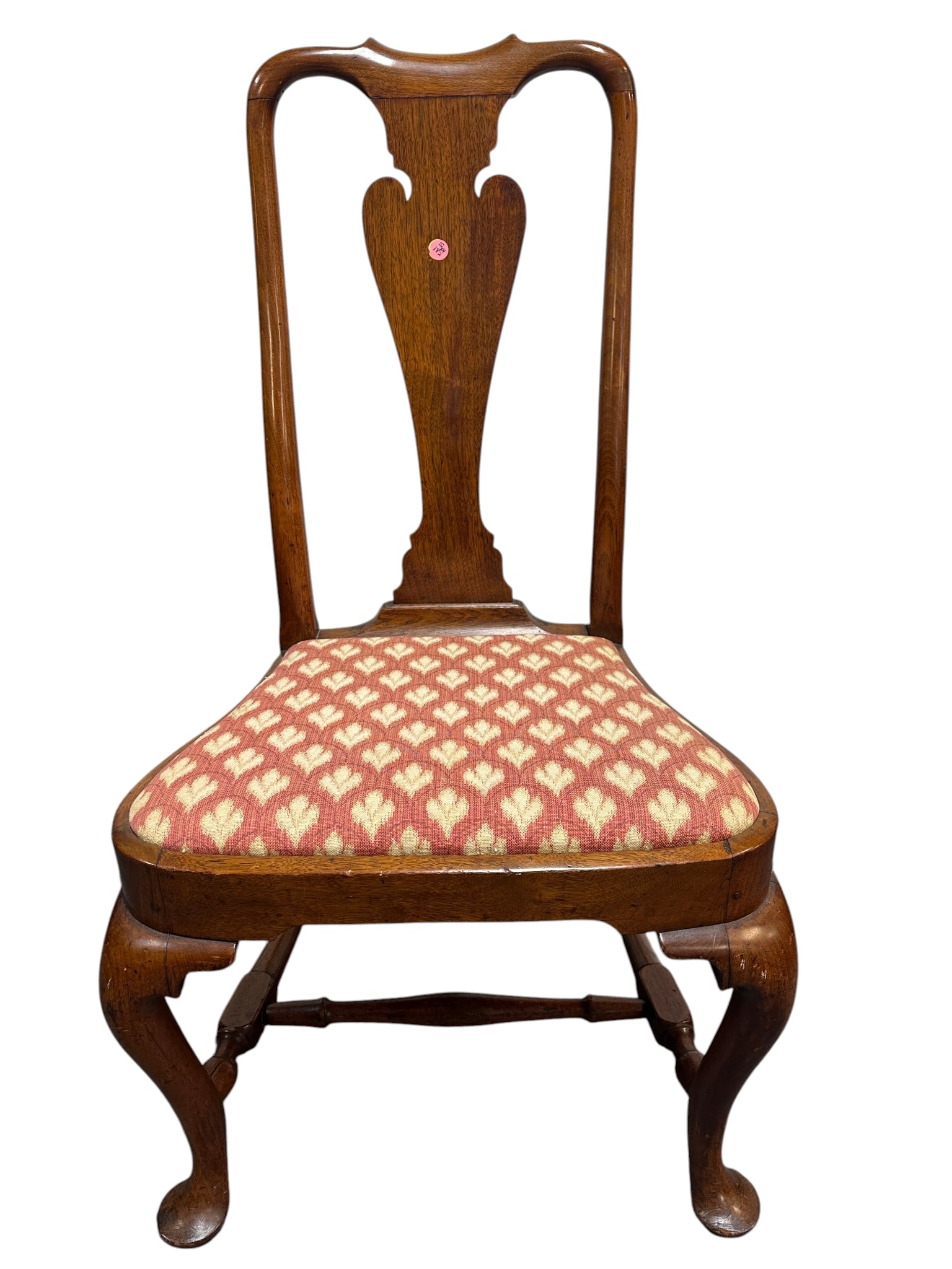 ANTIQUE QUEEN ANNE SIDE CHAIR: Antique Walnut Queen Anne Side Chair. Measures 21"x18 1/2"x40 1/2". Provenance:16 Water Street, a beautifully appointed home, circa 1815, located in the heart of the Charleston, SC historic district.