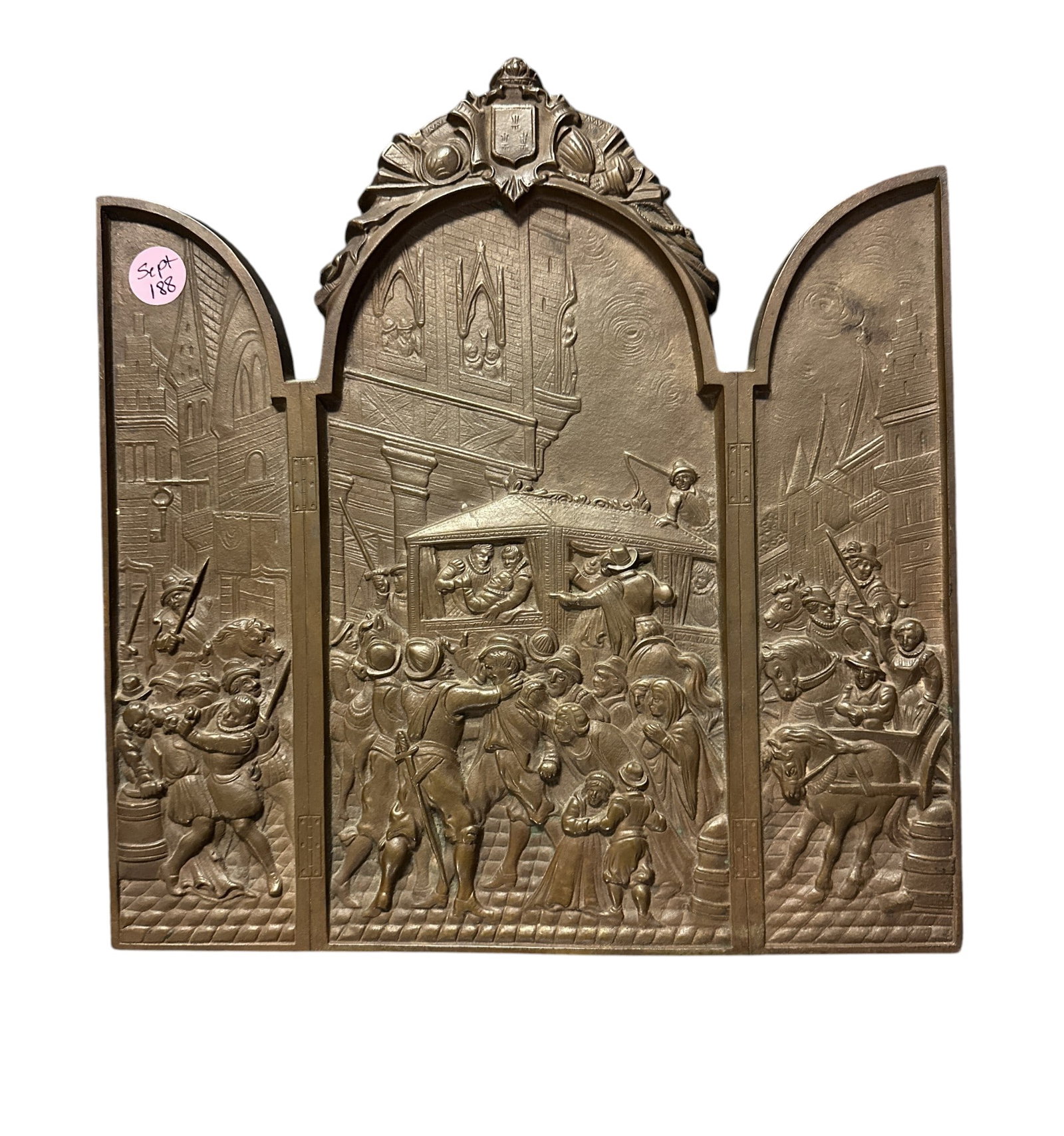 ANTIQUE GOTHIC CONTINENTAL BRONZE PLAQUE (1 of 2)