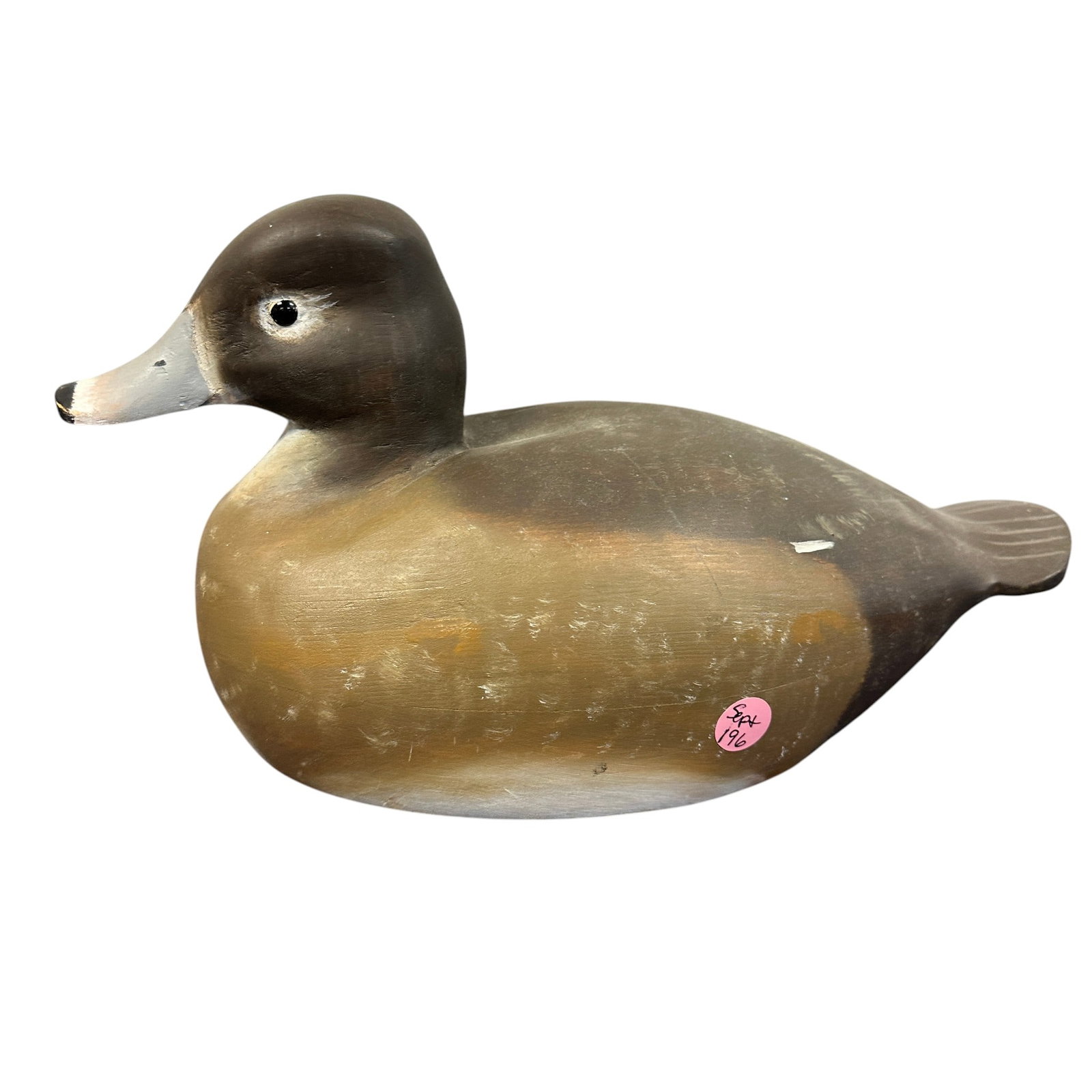 GENE MARSHALL RINGNECK HEN DECOY: Gene Marshall Carved Ringneck Hen Decoy 2008. Measures 13"x6"x7 1/2". Weight 5 lbs 5 oz. Provenance: Gippy Plantation, Avenue of Oaks, Berkeley County, SC. **In house shipping available on this lot**