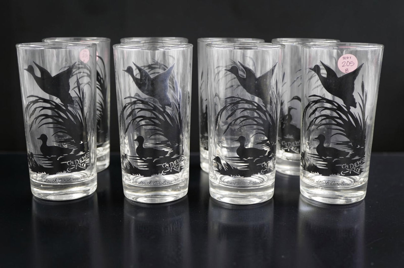 8 VINTAGE CAREW RICE LOWCOUNTRY MARSH BIRDS DRINKING GLASSES (1 of 4)
