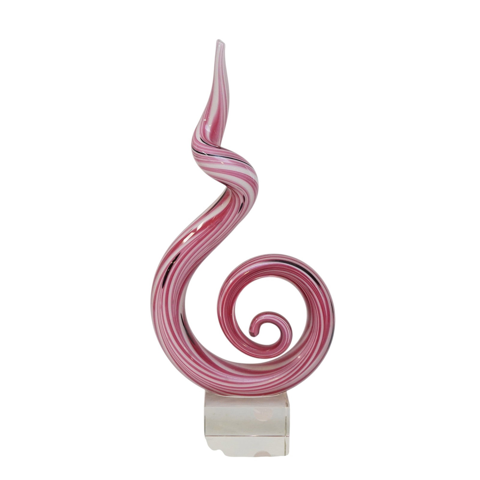PINK AND WHITE VINTAGE SWIRL MURANO GLASS SCULPTURE: Pink and White Vintage Swirl Murano Glass Sculpture. Measures approx. 15" x 6" x 3" and weighs 4 lbs 8 oz. Provenance: Gippy Plantation, Avenue of Oaks, Berkeley County, SC. **In house shipping availa