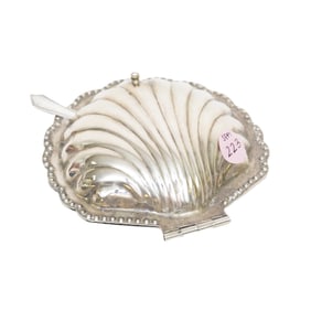 SILVER PLATED CLAM SHELL CAVIAR DISH