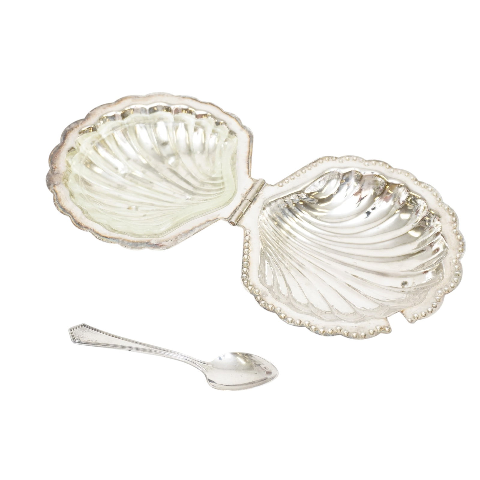 SILVER PLATED CLAM SHELL CAVIAR DISH - 2