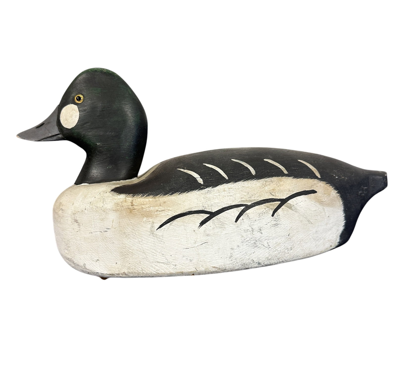 VINTAGE GOLDEN EYE CARVED DECOY BRANDED L S (1 of 4)