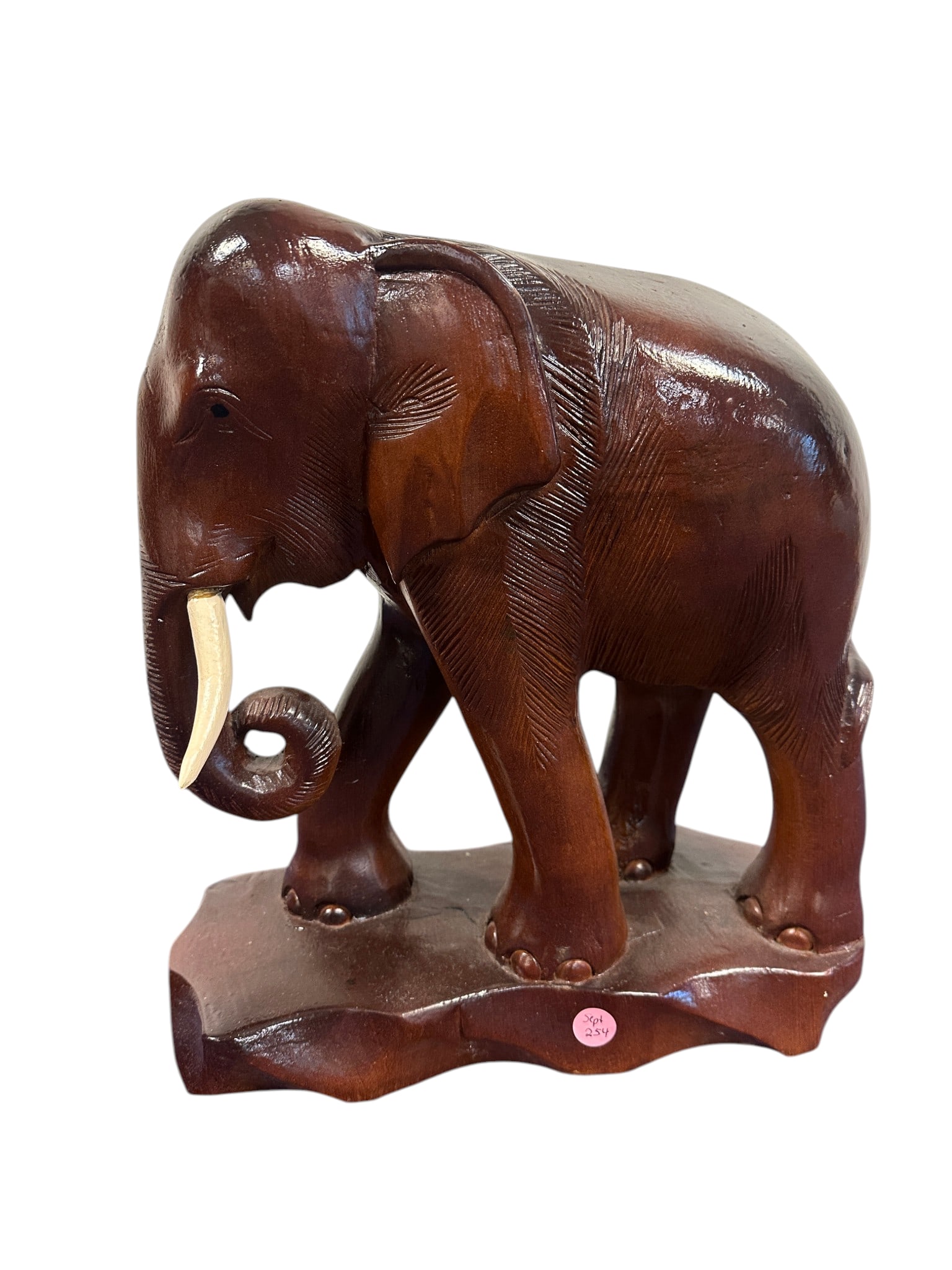 VINTAGE LARGE HAND CARVED WOOD ELEPHANT (1 of 4)