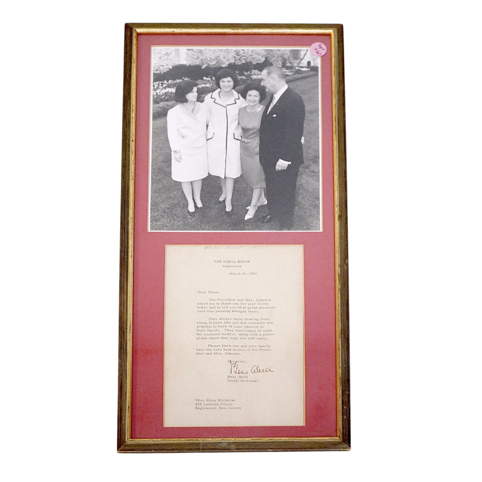 PHOTO & FRAMED LETTER PRESIDENT LYNDON JOHNSONletter (1 of 4)