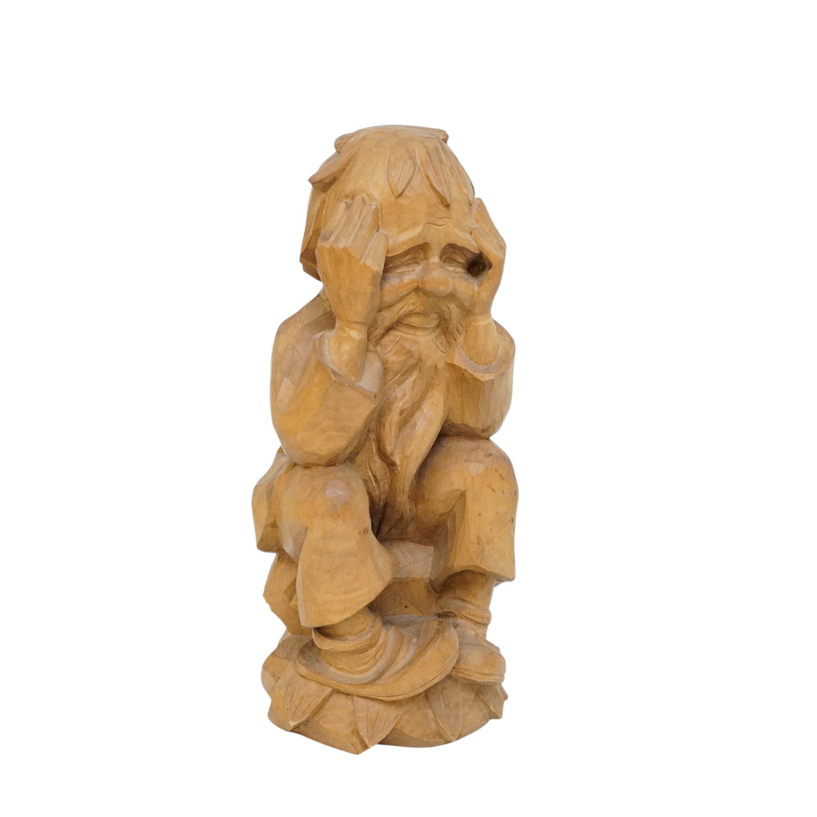HAND CARVED WOOD THINKER RUBEZAHL GNOME SCULPTURE (1 of 4)