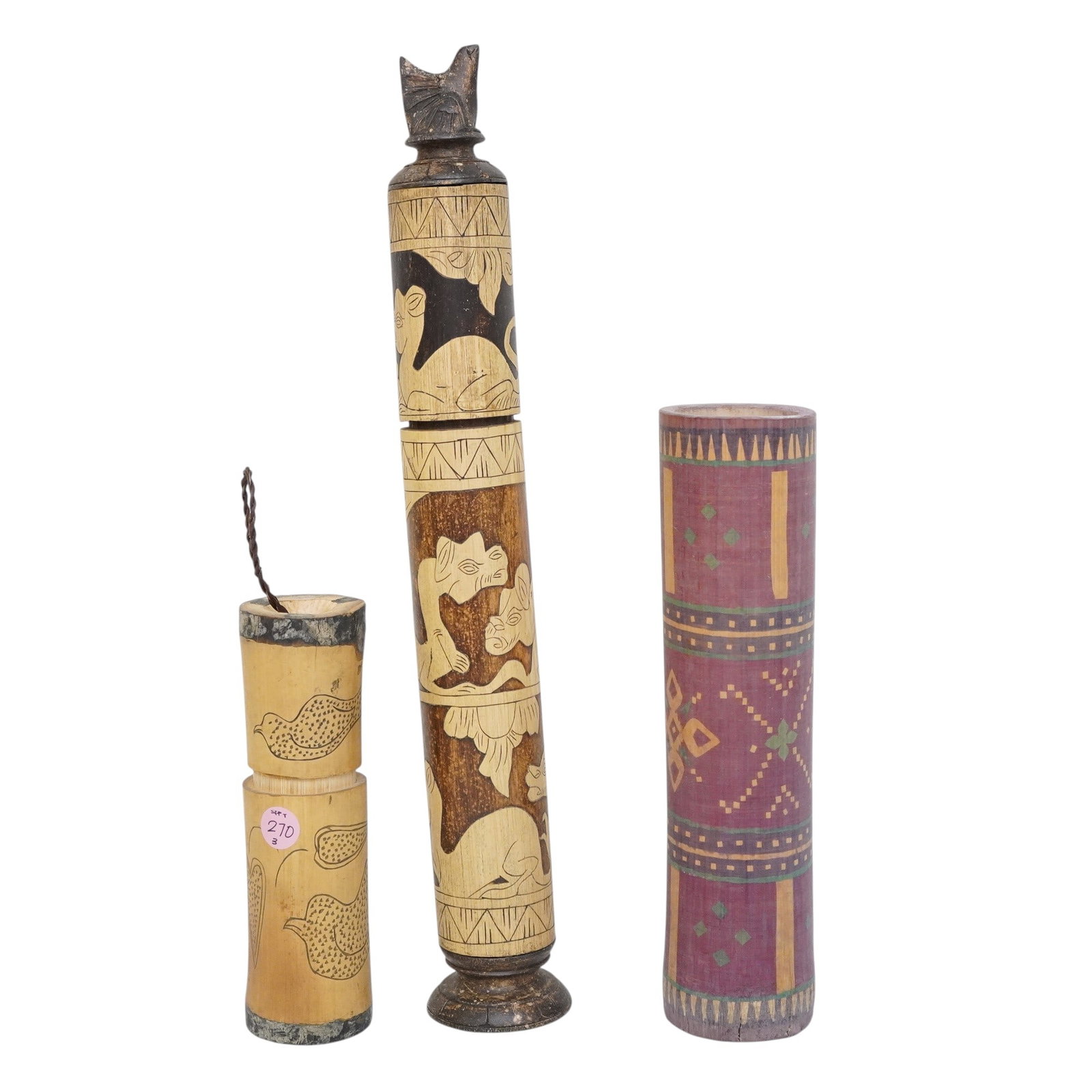3 TIMOR ISLAND BAMBOO NUT CONTAINERS (1 of 3)