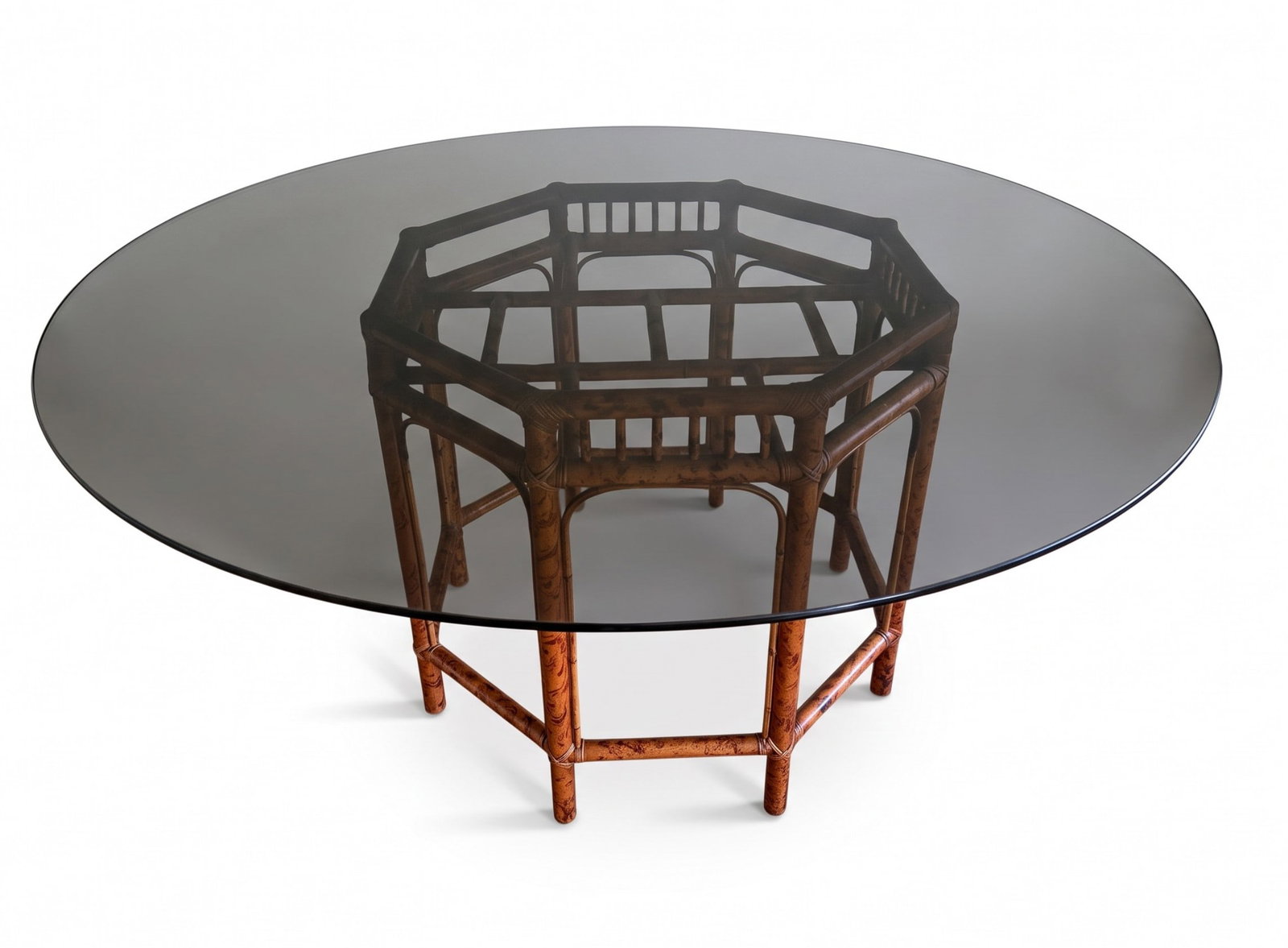 VINTAGE BRIGHTON PAVILION BURNT BAMBOO DINING TABLE (1 of 4)