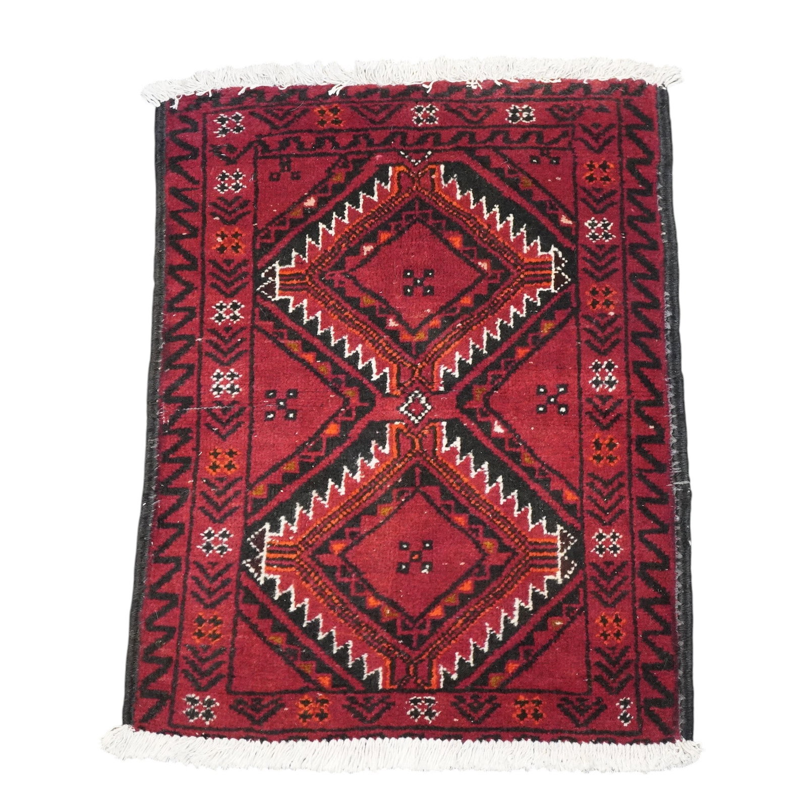 HAND KNOTTED PERSIAN PRAYER RUG: Hand knotted persian prayer rug. High pile, wool. Measures approx. 31.2" x 22.8" and weighs 1 lb 12 oz. **In house shipping available on this lot** If you win this lot, please select self arranged for
