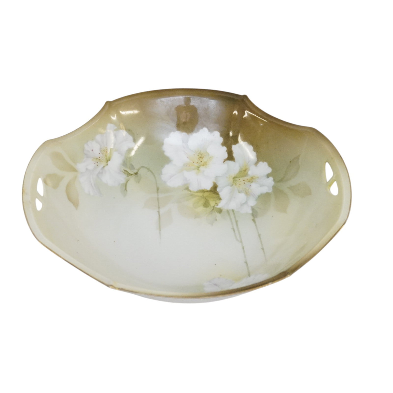 ART NOUVEAU R.S. PRUSSIA HAND PAINTED BOWL WHITE AZALEAS (1 of 6)