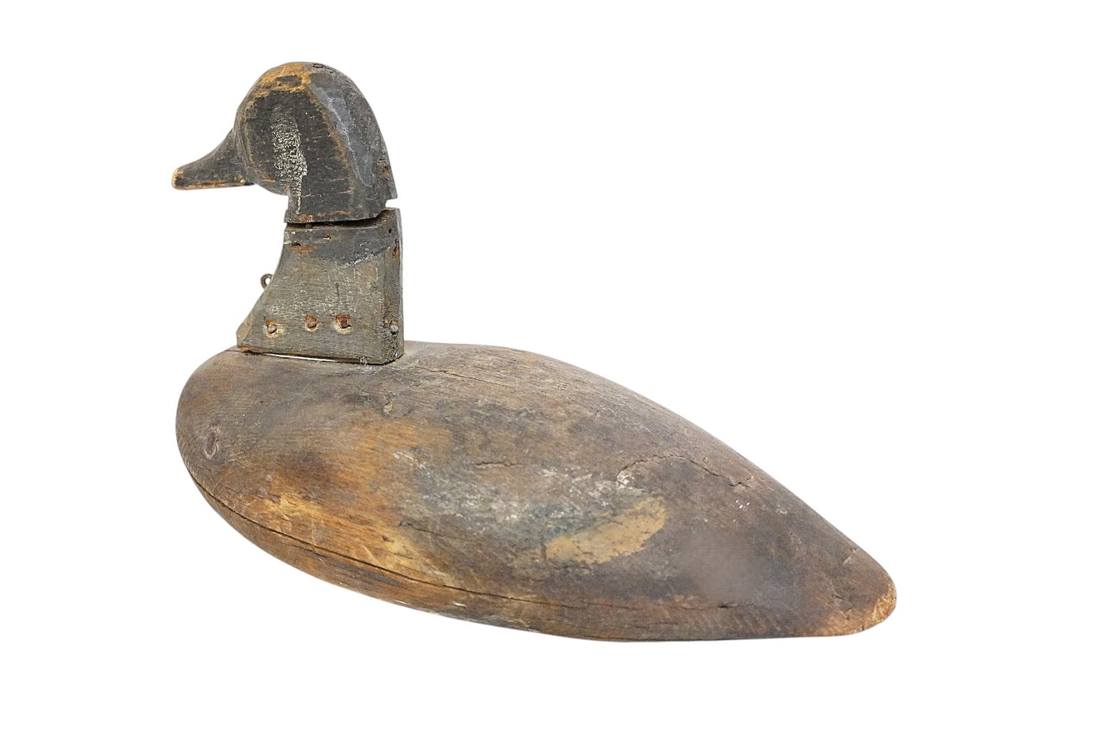 EARLY PRIMITIVE NC DECOY RET (BOB TIMBERLAKE COLLECTION): Early Primitive North Carolina Decoy branded RET. The "RET" marking was applied by Bob Timberlake to decoys he owned or used on his fishing rigs From the Personal Collection of Bob Timberlake, Lexingt