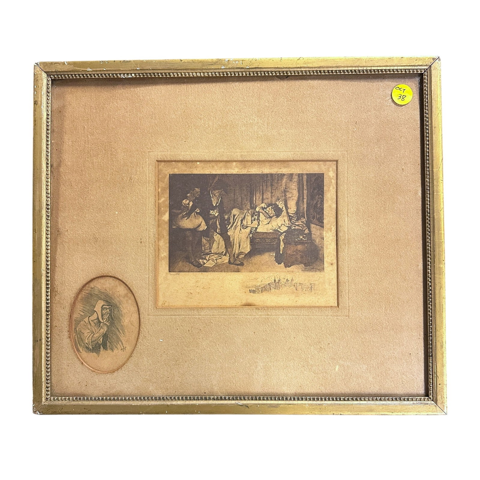 MURDER OF THE PRINCES ENGRAVING by O. SEITZ: Antique Framed Engraving "Murder of the Princes" by Otto Seitz (1856-1912). Measures 15"x13"x 1/2". Weight 2 lbs **In house shipping available on this lot** If you win this lot, please select self arr