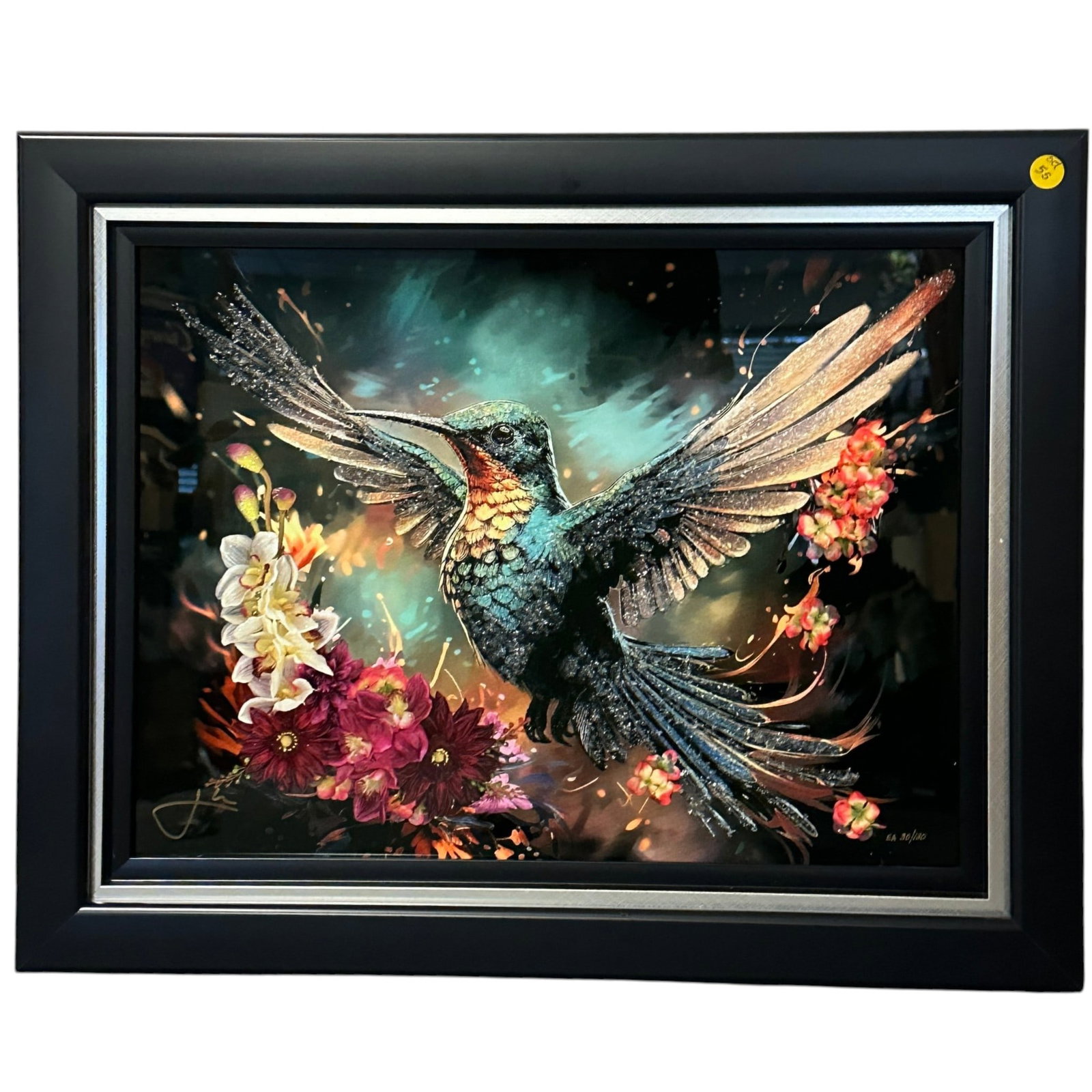JAY BONADIO EXPLODING HUMMINGBIRD ALUMINUM EMBELLISHED LTD ED: Jay "Jbon" Bonadio Jr. very Limited Edition 30 of only 130 Embellished Mixed Media Dye sublimation on aluminum, hand signed and numbered.Exploding Hummingbird Exploding Hummingbird reflects Jay Bonadi