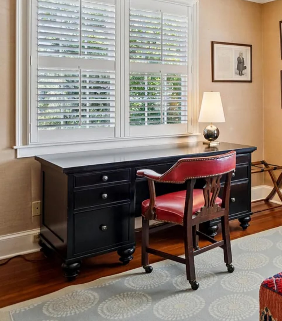 RESTORATION HARDWARE ANTIQUED BLACK 7 DRAWER DESK: Michaels Furniture for Restoration Hardware 7 Drawer Desk in Antiqued Black. Measures 66" long 31" deep and 31 1/2" tall. **In house shipping available on this lot** If you win this lot, please select