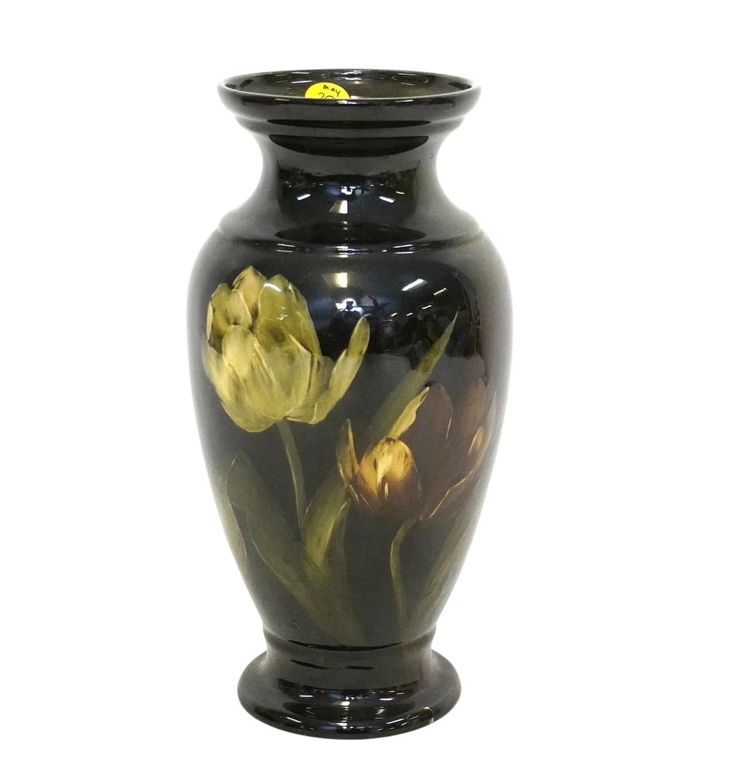 ANTIQUE ART POTTERY FLORAL VASE: Art Pottery Hand Painted Floral Vase. Measures approx. 10.25" x 5" in dia. Weight 1 lb 10 oz . **In house shipping available on this lot** If you win this lot, please select self arranged for in house