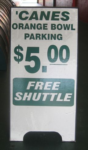 Authentic Orange Bowl Parking Sign
