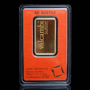 Valcambi Suisse 1 Ounce Gold Bar: Grade: Uncirculated - For the thousands of years mankind has sought to collect and hoard gold as a sign of wealth. Used in everything from currency to jewelry, gold has been a standard of wealth for