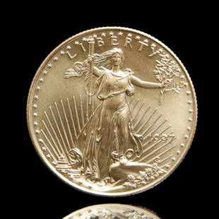 1997 $25 Gold Double Eagle: Grade: Brilliant Uncirculated - Only 79, 605 coins were minted for 1997 $25.00 Gold Eagle The American Eagle contains 0.5000 22 karat gold. The coins obverse is the classic designed by the famed