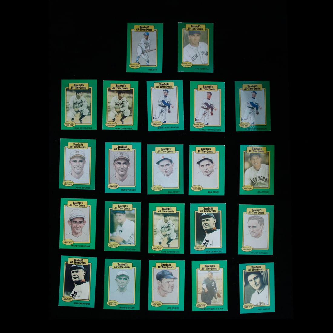 22 Card Set of Baseball All Time Greats Featuring Players from 1899 - 1930 (1 of 2)