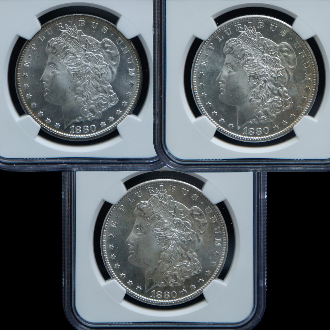 Set of Three 1880 S Morgan Dollars NGC Graded (1 of 11)