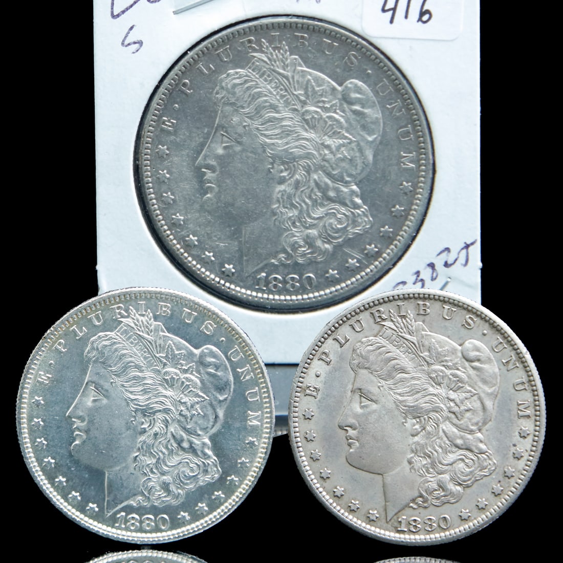 Set of Three 1880 S Morgan Silver Dollars (1 of 8)